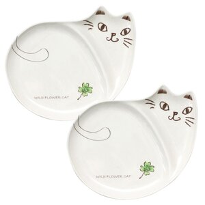 Wildflower Cat Cat-Shaped Plate Set
