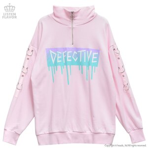 LISTEN FLAVOR Ring Detail Standing Neck Pullover Baby Pink