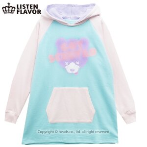 LISTEN FLAVOR Bear Logo Hoodie Dress Mint