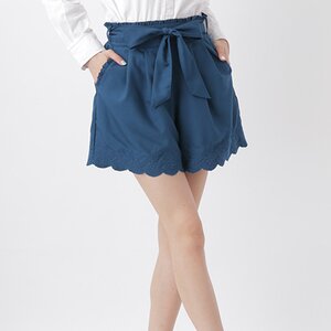 earth music&ecology Embroided Hem Skort Blue Green