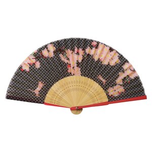Cherry Blossoms & Cat Folding Fan w/ Pouch