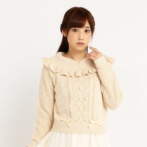 LIZ LISA Interwoven Ribbon Knit Top White