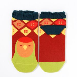 Kotoritachi Peach-faced Lovebird Printed Socks Red