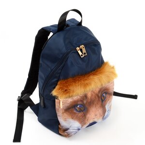 Misfits Animal Face Backpack w/ Faux Fur Navy