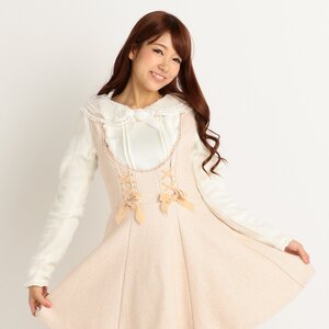 LIZ LISA Wool Blend Pinafore Dress Beige