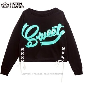LISTEN FLAVOR Sweet Logo Lace-Up Sweatshirt Black