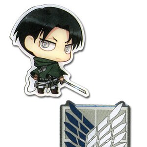 Attack On Titan Chibi-Chara Pin Sets Levi & Survey Corps Emblem