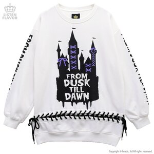 LISTEN FLAVOR Dreamy Castle Lace-Up Pullover White