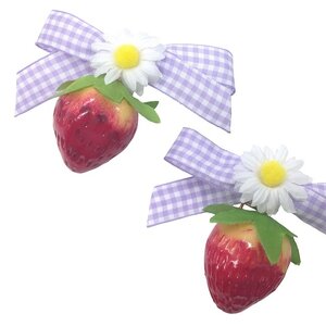 KOKOkim Strawberry & Ribbon Clip-On Earrings Lavender