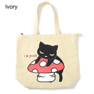 Osumashi Pooh-chan Pooh-chan on a Mushroom Tote Bags Ivory