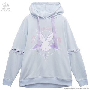 LISTEN FLAVOR Evil Cutie Pentagram Lace-up Hoodie Blue