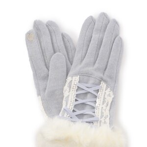 LIZ LISA Lace-Up Winter Gloves Blue