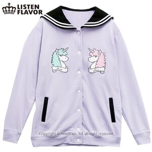 LISTEN FLAVOR Love & Hate Unicorn Sailor-Style Blouson Lavender