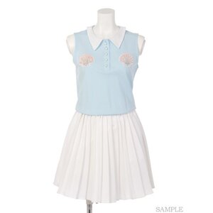 Swankiss Shell Pleated Dress Sax