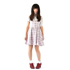 LIZ LISA Checkered Pinafore Dress Purple