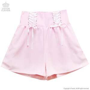 LISTEN FLAVOR Lace-Up Detail Culottes Pink