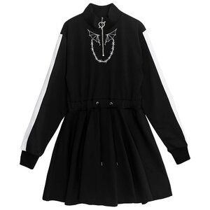 LISTEN FLAVOR Sleeve Line Jersey Dress Black