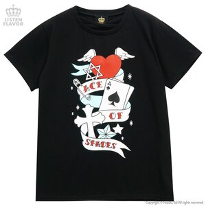 LISTEN FLAVOR Ace of Spades Neck Cross Cutsew Black