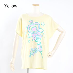 LISTEN FLAVOR Magical Syringe Dolman Sleeve T-Shirt Yellow