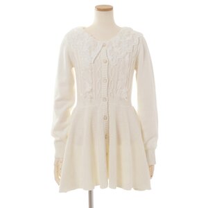 LIZ LISA Lace Collar Peplum Cardigan White