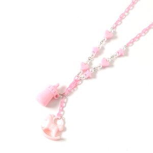 milklim Baby Bottle & Rocking Horse Necklace Light Pink