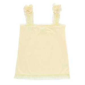 LIZ LISA Shoulder Ribbon Frilled Layering Top Yellow