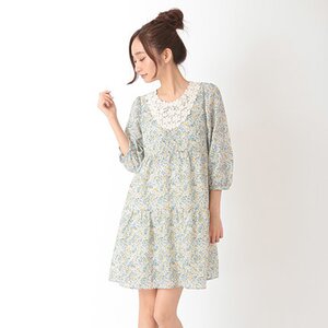 earth music&ecology Floral & Animal Print Lace Dress Blue