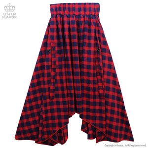 LISTEN FLAVOR Bat Hemline Maxi Skirt Red