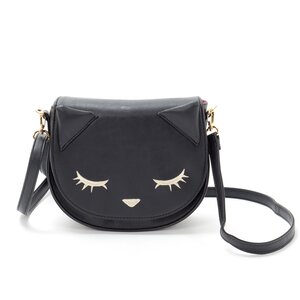 Pooh-chan Semicircle Shoulder Bag Black