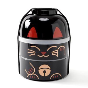 Kokeshi Maneki-Neko Big Bento Boxes Black