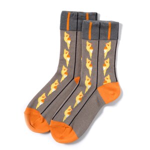 KOTORITACHI Short Crew Stripes & Cockatiel Socks Gray