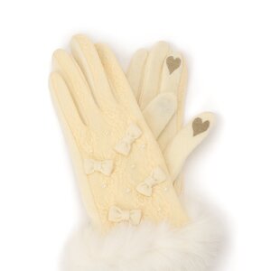 LIZ LISA Lace & Mini Ribbon Gloves White