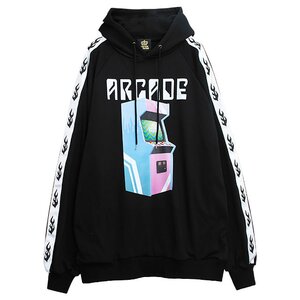 LISTEN FLAVOR Arcade Game Sleeve Line Hoodie Black
