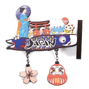 Souvenir Japan Protruding Wood Magnet Collection Carp Streamer