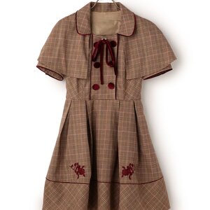 LIZ LISA Glen Plaid Dress w/ Cape Beige