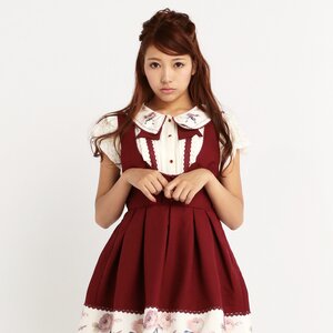 LIZ LISA Back Ribbon Pinafore Dress Wine