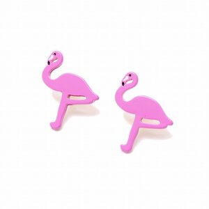 Lilou Bird Epoxy Earrings Flamingo