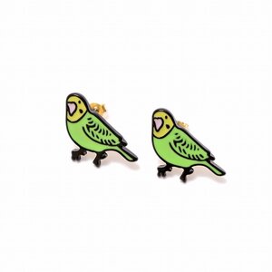 Lilou Bird Epoxy Earrings Budgie