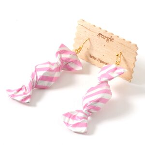 gargle Stripe Candy Earrings Pink