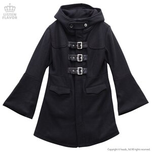 LISTEN FLAVOR Magic Robe Triple Belt Coat Black