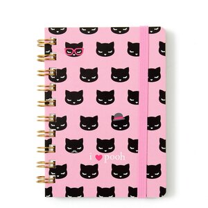 Osumashi Pooh-chan Spiral-Bound Mini Notebook Pink
