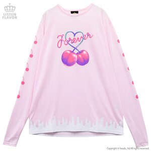 LISTEN FLAVOR Heart Cherry Long-Sleeve Big Cutsew Baby Pink