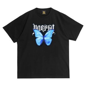 LISTEN FLAVOR 2021 Anniversary Collection Blue Morpho Big T-Shirt Black