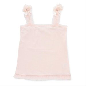 LIZ LISA Shoulder Ribbon Frilled Layering Top Pink