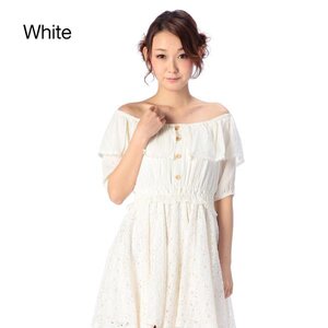 LIZ LISA Lace Off-the-Shoulder Dress White
