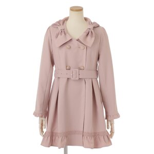 LIZ LISA Ribbon Collar Trench Coat Pink