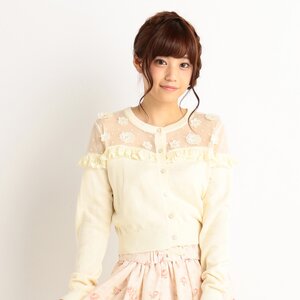 LIZ LISA Flower Motif Cardigan White