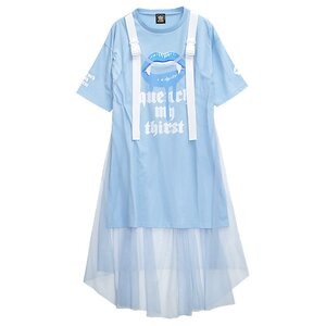 LISTEN FLAVOR Vampire See-Through Dress Light Blue