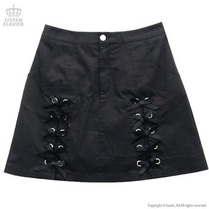 LISTEN FLAVOR Ribbon Trapezoid Skirt Black M