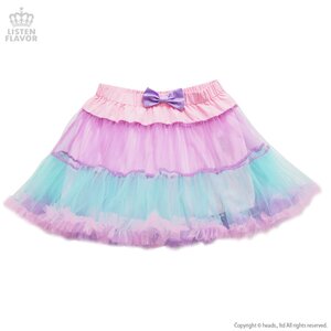 LISTEN FLAVOR Tulle Pannier Skirt w/ Ribbon Sugar Pink